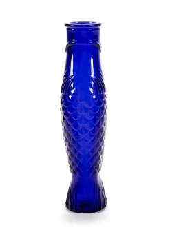 Fish & Fish glazen fles 85 cl, Cobalt blue