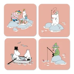 Fiske Moomin zomer 2022 glasonderzetters 4-pack, Roze