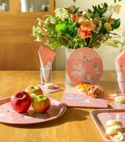 Fiske Moomin zomer 2022 glasonderzetters 4-pack, Roze