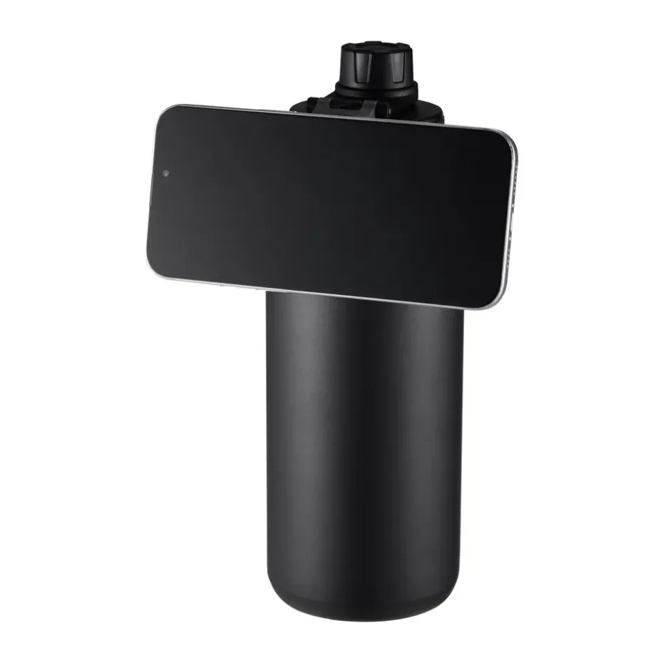 Flory waterfles dubbelwandig mobielmagnet 0,9 L, Zwart-grijs