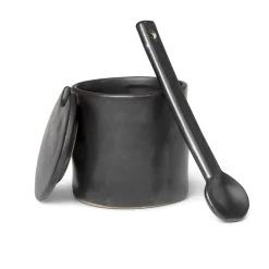 Flow jampot met lepel, Zwart