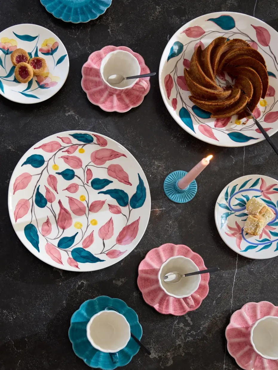 Flowers leaves serveerschaal Ø34 cm, Wit