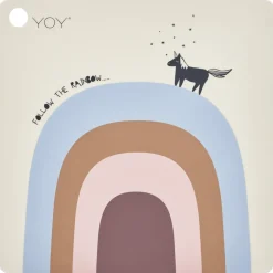 Follow the rainbow placemat, blauw-roze-beige