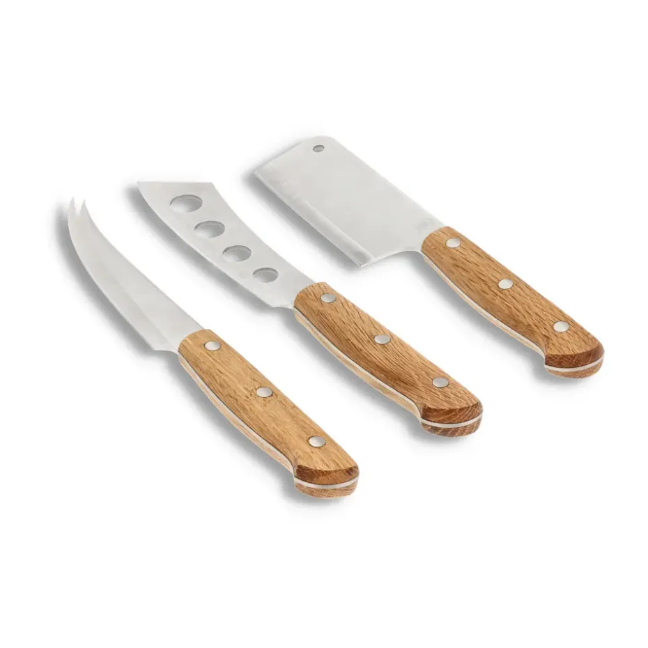 Foresta kaasmessenset 3-delig, Eikenhout-roestvrij staal