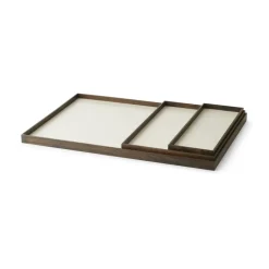 Frame dienblad medium 23x34 cm, Gerookt eikenhout-beige