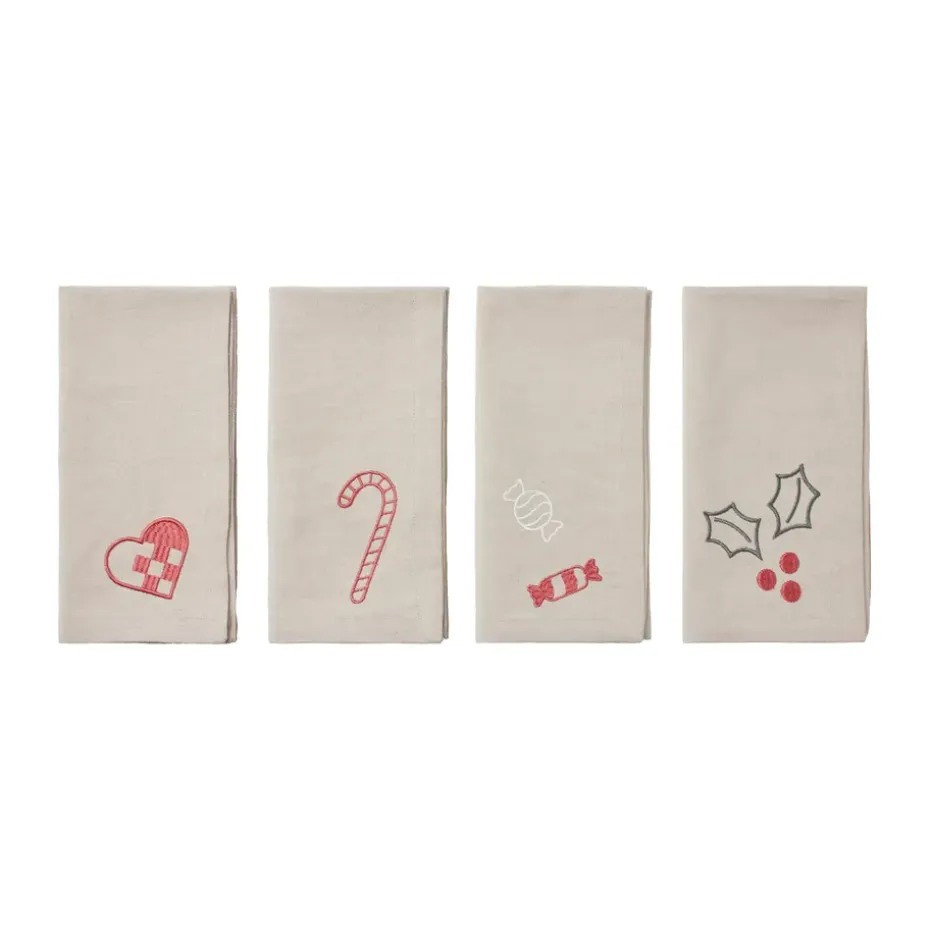 Fryd stoffen servet 45x45 cm 4-delig, Light warm grey-red