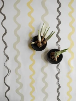 Gestreept tafelzeil, White-yellow