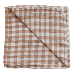 Gingham geruit linnen servet 45x45 cm, Biscuit