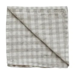 Gingham geruit linnen servet 45x45 cm, Natural