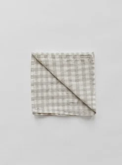 Gingham geruit linnen servet 45x45 cm, Natural