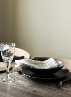 Gingham geruit linnen servet 45x45 cm, Natural