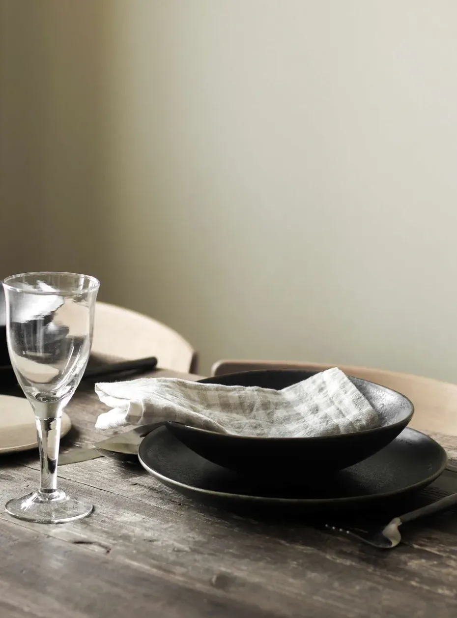 Gingham geruit linnen servet 45x45 cm, Natural