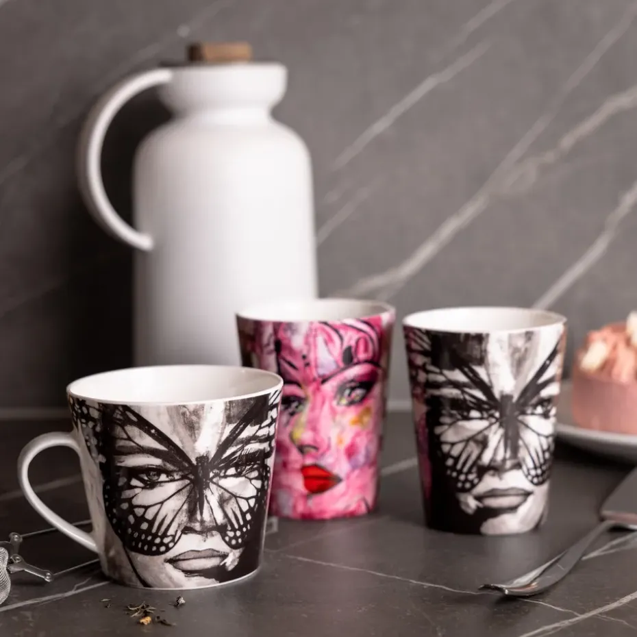 Golden Butterfly mok 35 cl, Black-white