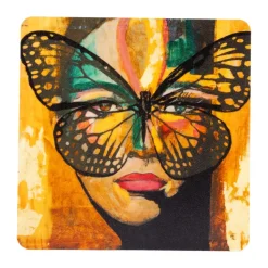 Golden Butterfly onderzetter 9x9 cm, Orange-black