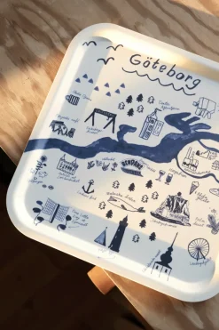 Gothenburg dienblad 32x32 cm, White-Blue