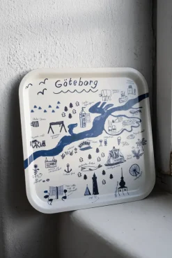 Gothenburg dienblad 32x32 cm, White-Blue