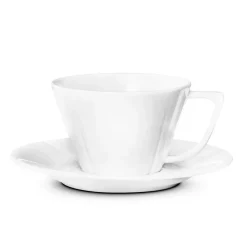 Grand Cru theekop met schotel, wit