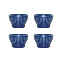 Groovy eierdop 4-pack, Blue stoneware