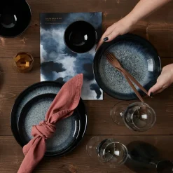 Halo pastabord 22 cm, Blauw-grijs-zwart