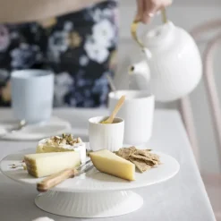 Hammershøi taartbord op voet Ø30 cm., wit