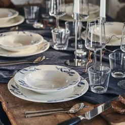 Havspil diep bord 23 cm 4-pak, blauw-wit