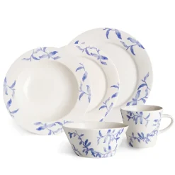 Havspil diep bord 23 cm 4-pak, blauw-wit