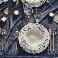 Havspil diep bord 23 cm 4-pak, blauw-wit