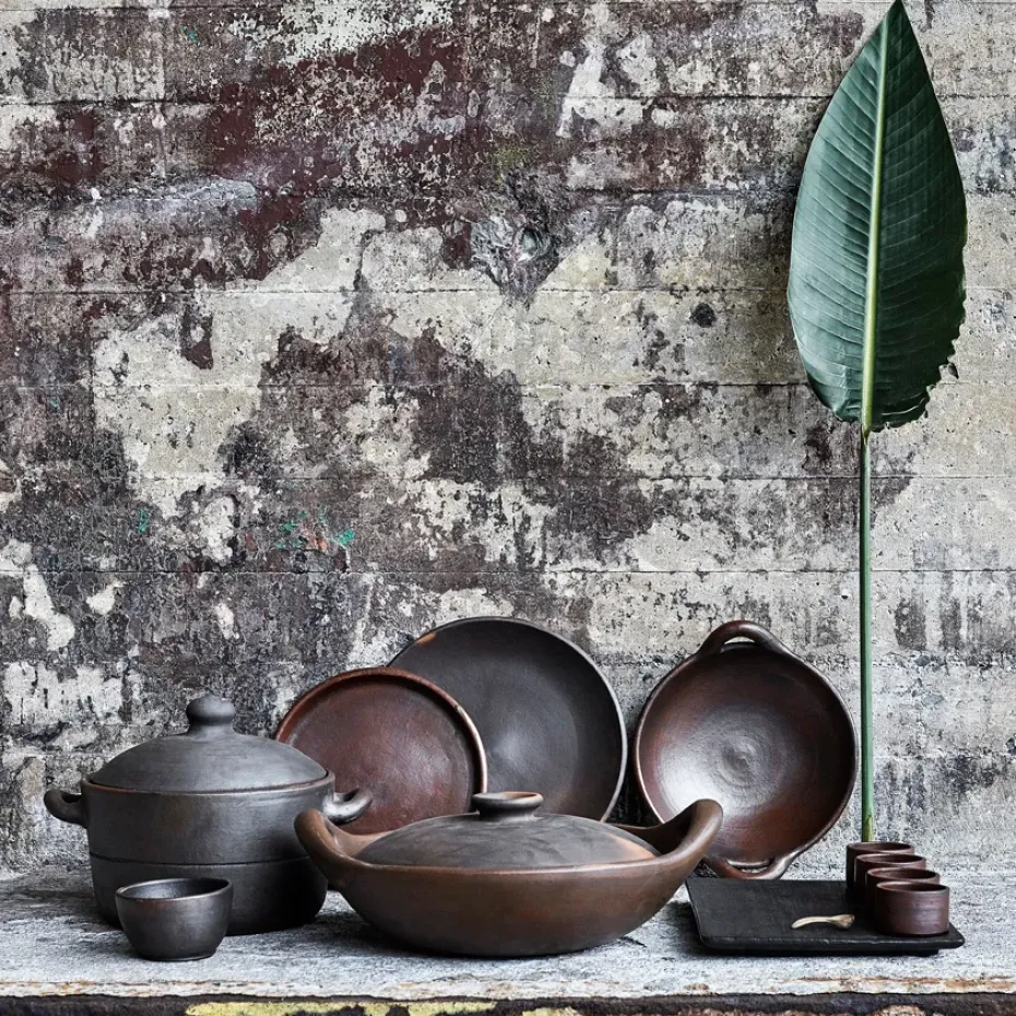 Hazel schaal met handvat L, Bruin