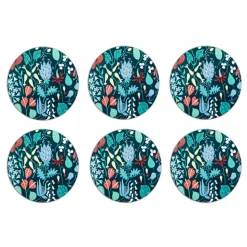 Herbarium onderzetters 6-pack, blauw