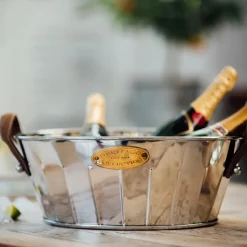 Heritage champagnekoeler met leren handvat, 30 cm