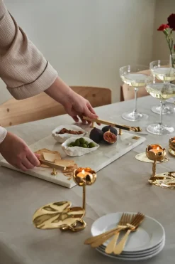 Hilke Collection dienblad 40,5x25,5 cm, Wit marmer-massief messing