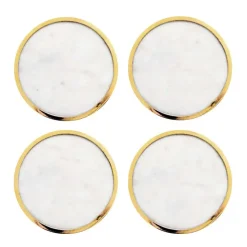 Hilke Collection glasonderzetters 4-pack, Wit marmer-massief messing