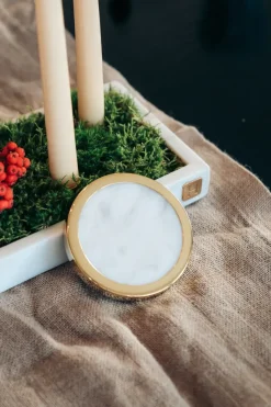 Hilke Collection glasonderzetters 4-pack, Wit marmer-massief messing