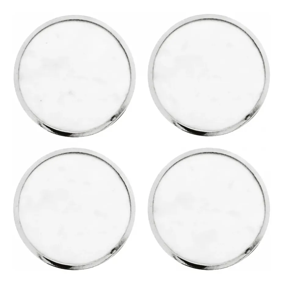 Hilke Collection glasonderzetters 4-pack, Wit marmer-vernikkeld messing