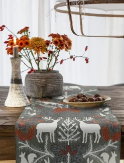 Hjortnäs tafelloper 35x120 cm, Grijs