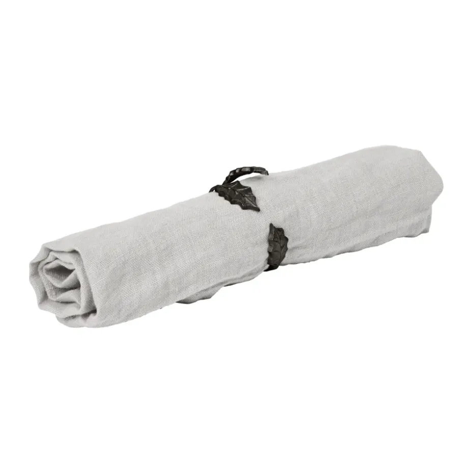 Holly leaf servetring Ø5,3 cm 4-pack, Black Brass