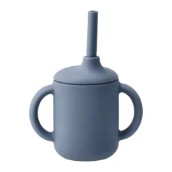 Idun beker met rietje siliconen 120 ml, Blue