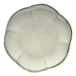 Inku geribbeld bord M Ø13,9 cm, White