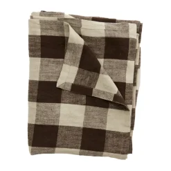 Johanna linnen tafelkleed 150x300 cm, Bruin/naturel