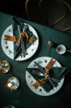 Julemorgen stoffen servet 45x45 cm 2-pack, Wit-groen