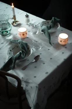 Julemorgen tafellaken, Wit-groen, 140x240 cm