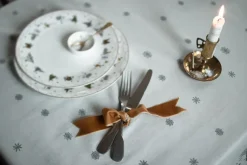 Julemorgen tafellaken, Wit-groen, 140x340 cm