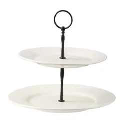Kafi etagère 2 lagen porselein, Wit