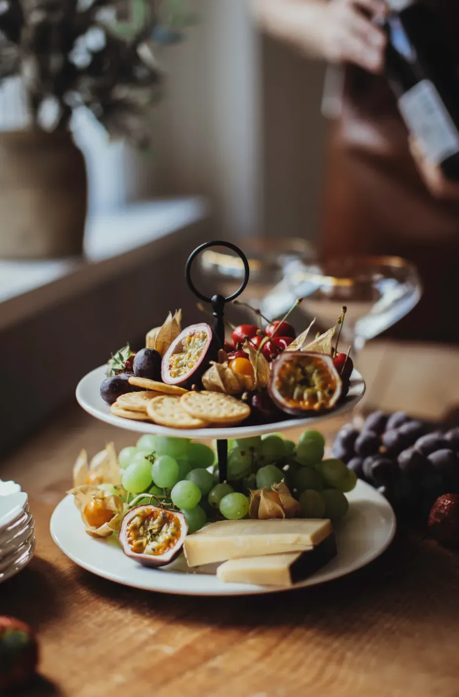 Kafi etagère 2 lagen porselein, Wit