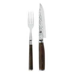 Kai Shun Premier mes & vork set, Chroom-bruin