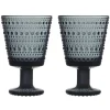 Kastehelmi glas op voet 26cl 2-pack, Donkergrijs