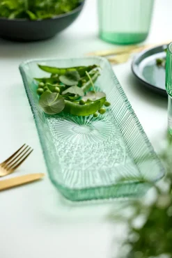 Kusintha serveerschotel rechthoekig 14x38 cm, Green