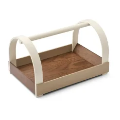 Kydo dienblad met handgrepen 40,5x27x23,5 cm, Donkere eik-beige white