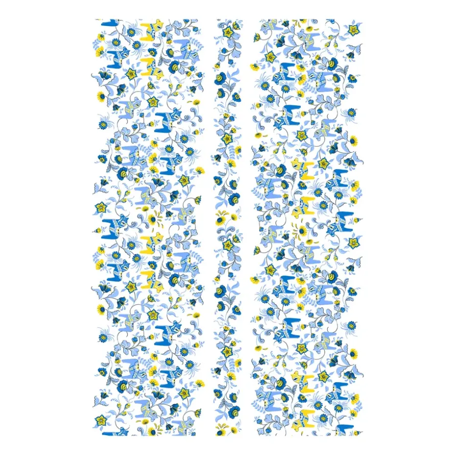 Leksand Bård gewaxt tafelkleed, Blauw-geel