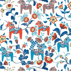 Leksand gewaxt tafelkleed, Blauw-oranje